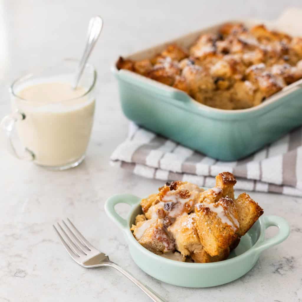 Brioche Waffle Bread Pudding w/Bourbon Cream Sauce (60-80mg per container)